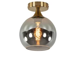 Kleine plafondlamp goud met smoke glas>Straluma Hot