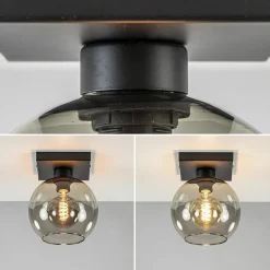 Kleine plafondlamp zwart met smoke glas 20 cm></noscript>Straluma Hot