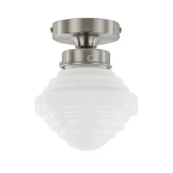 Kleine plafonnière staal met wit glas>Straluma Hot