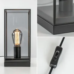 Kleine tafellamp Askjer zwart met smoke glas><noscript><img width=