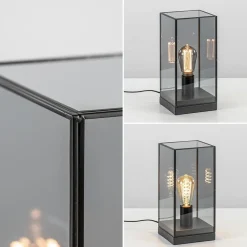 Kleine tafellamp Askjer zwart met smoke glas><noscript><img width=