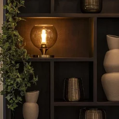 Kleine tafellamp goud met amber kleurig glas><noscript><img width=