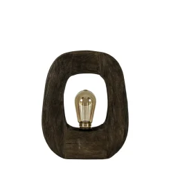 Kleine tafellamp Kelafo hout chocolade bruin>Straluma Clearance