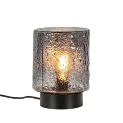 Kleine tafellamp zwart met smoke glazen kap>Straluma Hot