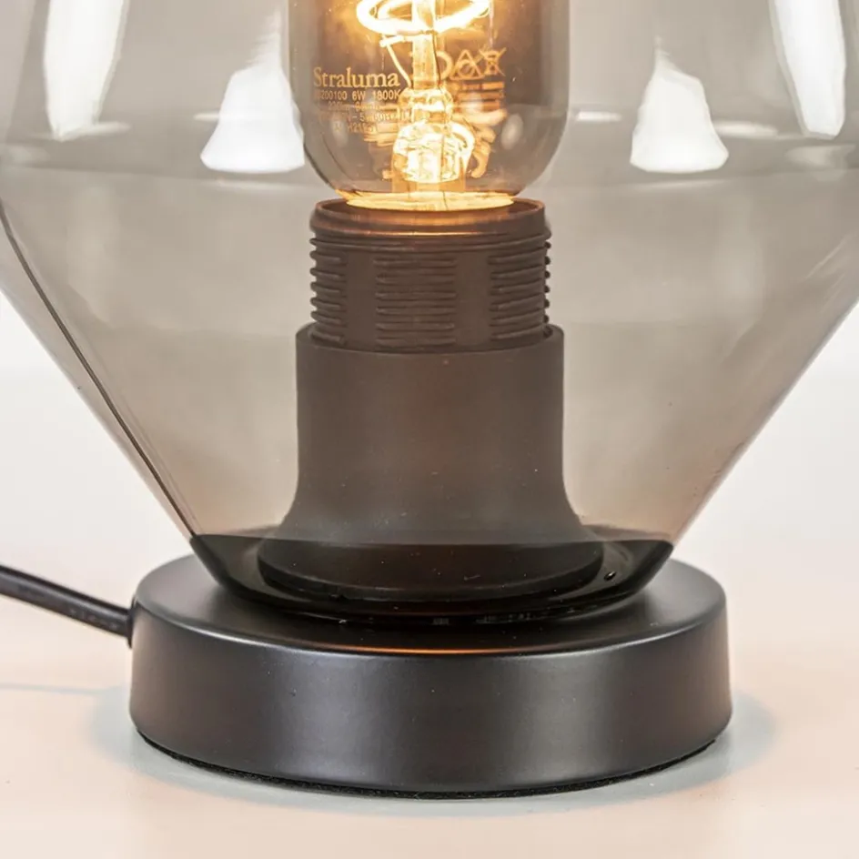 Kleine tafellamp zwart met smoke glas>Straluma Clearance