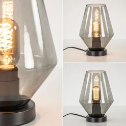 Kleine tafellamp zwart met smoke glas><noscript><img width=