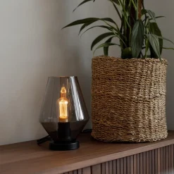 Kleine tafellamp zwart met smoke glas><noscript><img width=