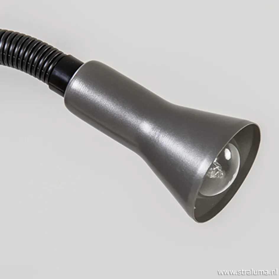 Klemplamp bureau/tafel zwart zilvergrijs>Straluma Online