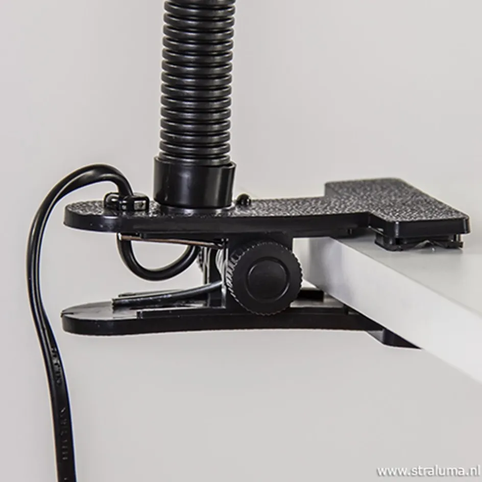 Klemplamp bureau/tafel zwart zilvergrijs>Straluma Online