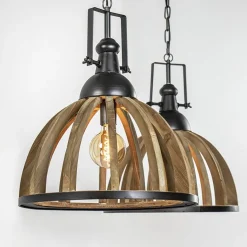 Landelijk industriële 2-lichts hanglamp hout/zink><noscript><img width=