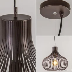 Landelijke draadlamp-hanglamp bruin 48cm></noscript>Straluma Sale