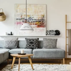 Landelijke hanglamp farm house wit met zwart Ø32 cm><noscript><img width=