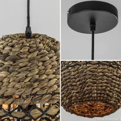 Landelijke hanglamp Tripoli rotan met zwart><noscript><img width=