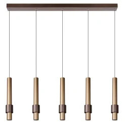 Landelijke 5-lichts LED hanglamp cilinders bruin>Straluma Outlet