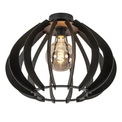 Landelijke plafondlamp hout mat zwart>Straluma Sale