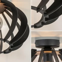 Landelijke plafondlamp hout mat zwart></noscript>Straluma Sale