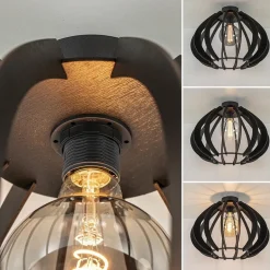 Landelijke plafondlamp hout mat zwart></noscript>Straluma Sale