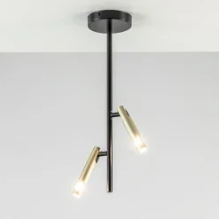 Landelijke plafondlamp zwart met goud G9>Straluma