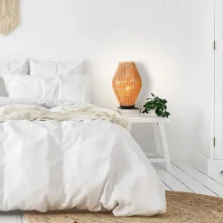 Landelijke tafellamp papier naturel met zwart></noscript>Straluma Hot