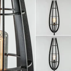 Landelijke vloerlamp mat zwart met houten kap></noscript>Straluma Clearance