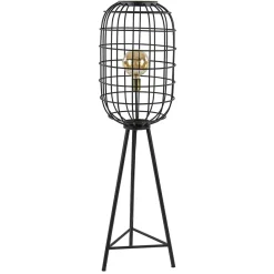 Landelijke vloerlamp Toah mat zwart met brons>Straluma Online