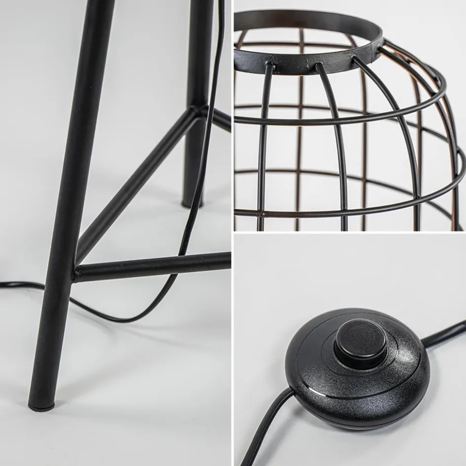 Landelijke vloerlamp Toah mat zwart met brons>Straluma Online