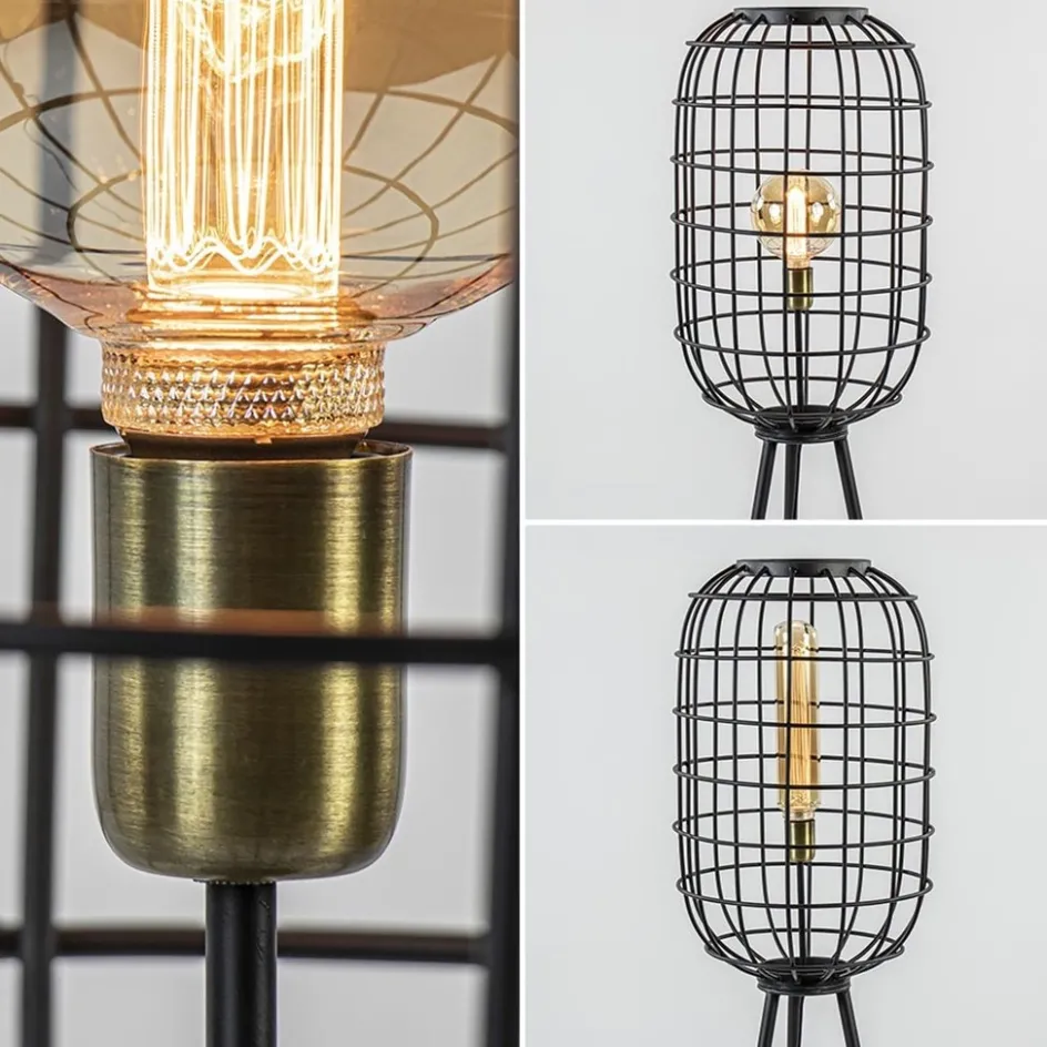 Landelijke vloerlamp Toah mat zwart met brons>Straluma Online