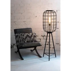 Landelijke vloerlamp Toah mat zwart met brons><noscript><img width=