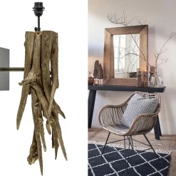 Landelijke wandlamp Bluma hout exclusief kap></noscript>Straluma Hot