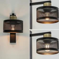 Landelijke wandlamp zwart/goud met ronde kap></noscript>Straluma Hot