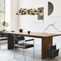 Langwerpige hanglamp grijs/goud + amber glas></noscript>Straluma Best