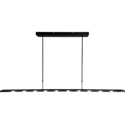 Langwerpige LED hanglamp zwart met smoke glas 170 cm>Straluma
