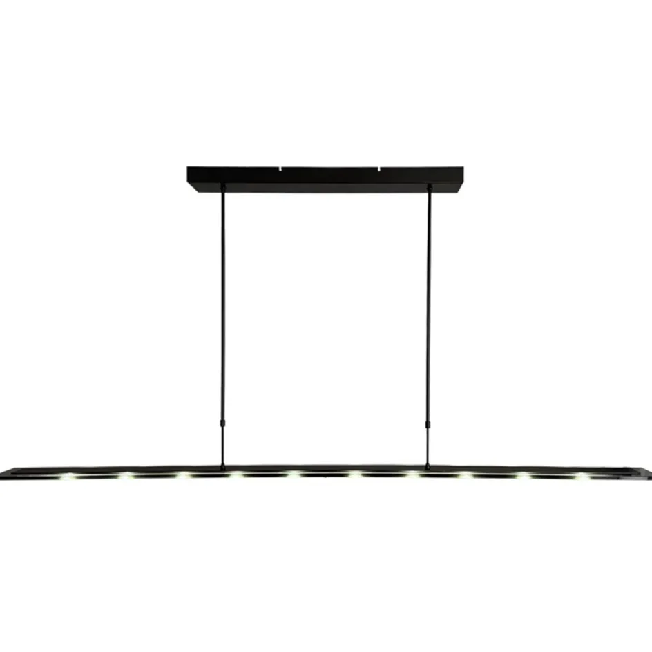 Langwerpige LED hanglamp zwart met smoke glas 170 cm>Straluma