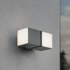 LED buitenlamp dubbele kubus draaibaar grijs IP54></noscript>Straluma Discount