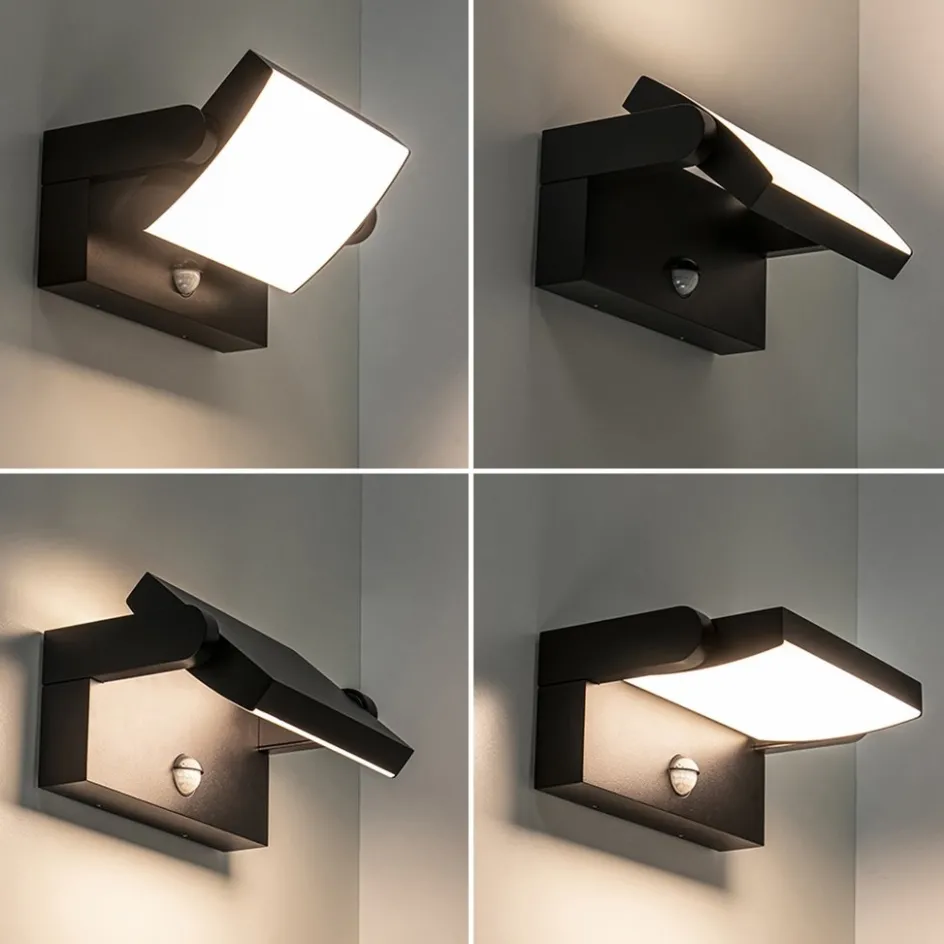 LED buitenlamp zwart met draaibare kap en sensor>Straluma Hot