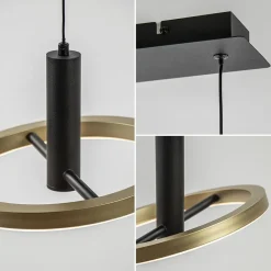 LED eettafelhanglamp 3-lichts balk zwart/goud dimbaar><noscript><img width=