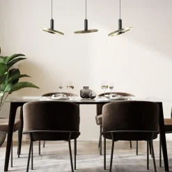 LED eettafelhanglamp 3-lichts balk zwart/goud dimbaar><noscript><img width=