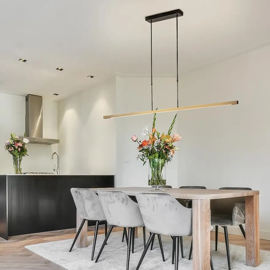 LED hanglamp aluminium mat zwart met mat goud dimbaar>Straluma Best