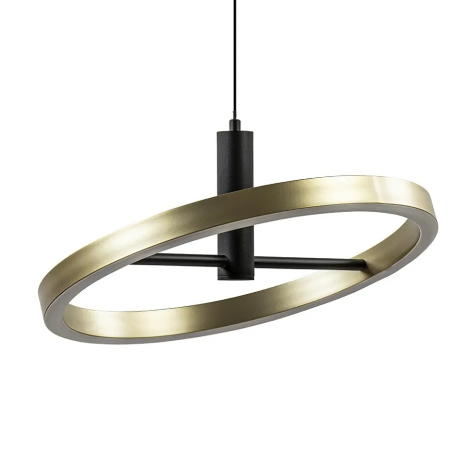 LED hanglamp Circle zwart/goud 3-standen dimbaar>Straluma Hot