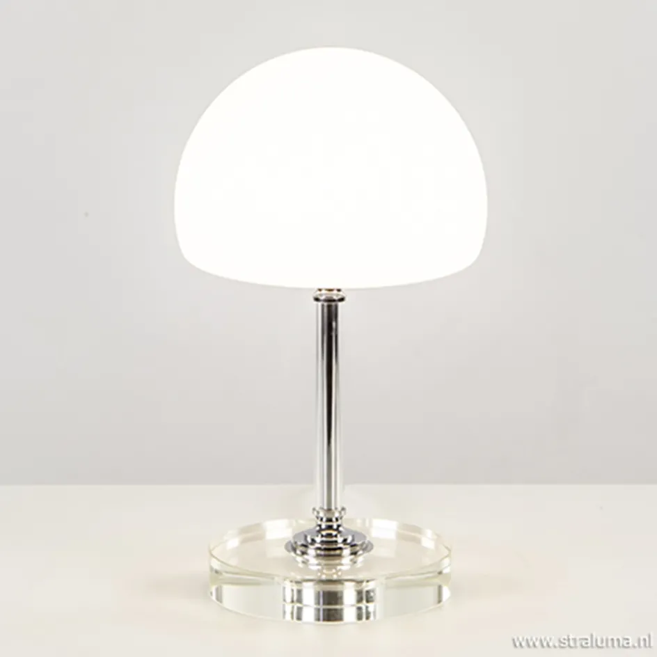 LED tafellamp chroom/opaal glas dimbaar>Straluma Best
