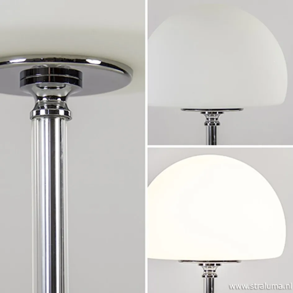 LED tafellamp chroom/opaal glas dimbaar>Straluma Best