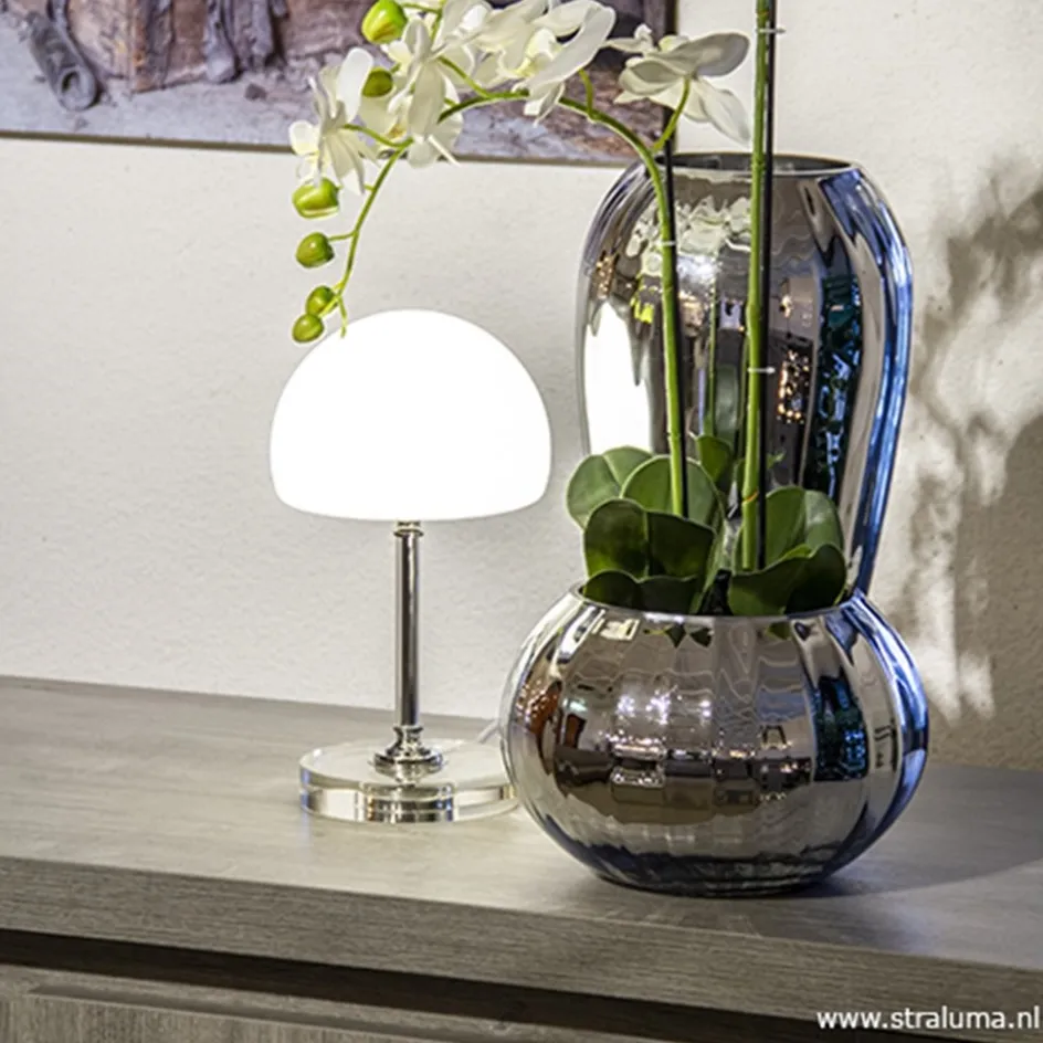 LED tafellamp chroom/opaal glas dimbaar>Straluma Best