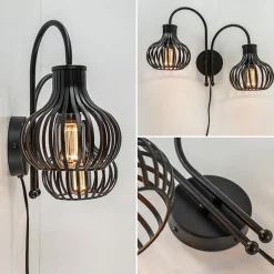 2-Lichts draad wandlamp mat zwart></noscript>Straluma