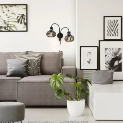 2-Lichts draad wandlamp mat zwart></noscript>Straluma