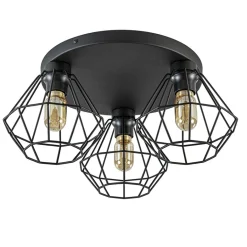 3-Lichts draadlamp diamant mat zwart>Straluma Sale