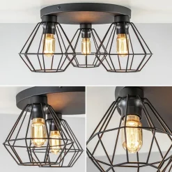 3-Lichts draadlamp diamant mat zwart></noscript>Straluma Sale