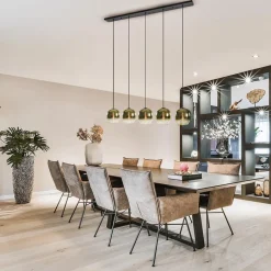 5-Lichts eettafelhanglamp gold gradient glas><noscript><img width=