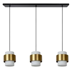 3-Lichts eettafelhanglamp mat goud met opaal glas>Straluma Best