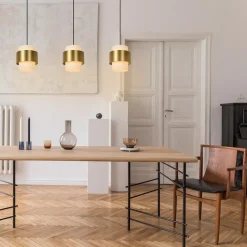 3-Lichts eettafelhanglamp mat goud met opaal glas></noscript>Straluma Best