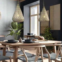 2-Lichts eettafelhanglamp mat goud/zwart oriental></noscript>Straluma Sale